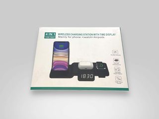 cargador 4-1 wirelesscharging station with time display