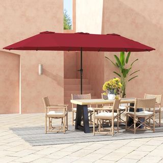 Ombrellone da Giardino Doppio 4x2,2 M con 12 Aste, Ombrellone per Esterni in Metallo e Poliestere, Protezione UV 30+