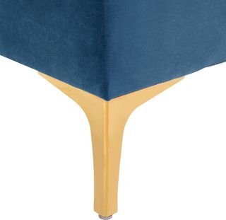 Panca imbottita per camera da letto con piedi in metallo, 118X45X42 cm, blu