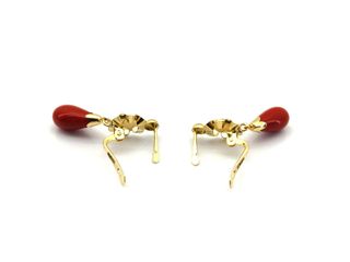 pendientes oro 18k con piedra con coral