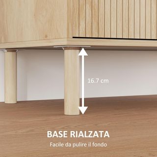 Mueble Multiusos de 2 Niveles con Estante Regulable en 3 Alturas, Mueble Contenedor con Patas de Madera de Pino, para Sala de Estar y Dormitorio, 78X40X77.5 Cm, Color Roble