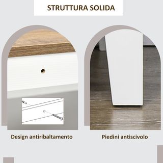 Credenza da Cucina Stile Rustico, Organizzatore con Cassetto e 2 Ante, 76.6X 35X 81.5Cm, Bianco e Marrone