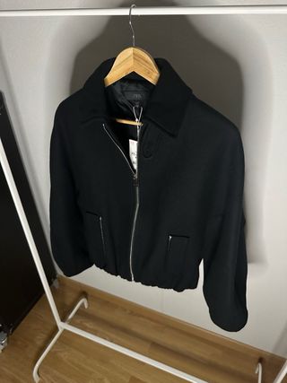 Cazadora Lana Zara Woman Elegante Negra Talla XS