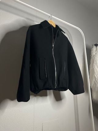 Cazadora Lana Zara Woman Elegante Negra Talla XS