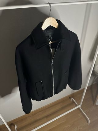 Cazadora Lana Zara Woman Elegante Negra Talla XS