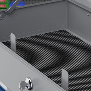 Caja de Herramientas Con 6 Cajones, Un Baúl Y 2 Llaves, Caja Portaherramientas de Acero Con Asas Laterales, 60X26X34 Cm. Azul