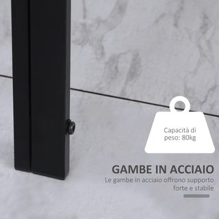 Tavolo Rettangolare per 4 Persone per Cucina e Soggiorno, Tavolo Moderno in Metallo e Vetro Temperato, 120X60X75 Cm, Nero
