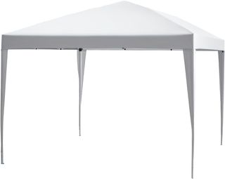 Gazebo pieghevole con corde e picchetti da giardino in tessuto Oxford 2,95x2,95 m bianco