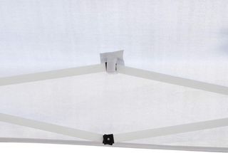 Gazebo pieghevole con corde e picchetti da giardino in tessuto Oxford 2,95x2,95 m bianco