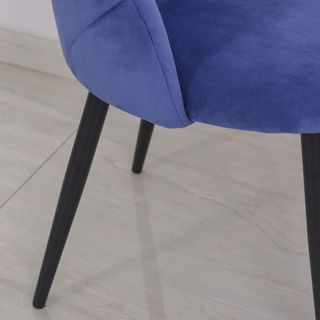 Set di 2 sedie da pranzo, moderne sedie da cucina con schienale a conchiglia e gambe in metallo, sedia in velluto imbottita per cucina, camera da letto, ufficio e soggiorno, blu