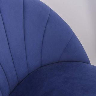 Set di 2 sedie da pranzo, moderne sedie da cucina con schienale a conchiglia e gambe in metallo, sedia in velluto imbottita per cucina, camera da letto, ufficio e soggiorno, blu