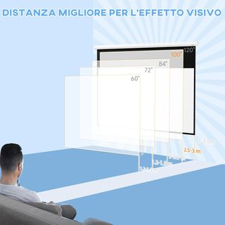 Schermo per proiettore 4K HD 16:9 da 100 pollici con montaggio a parete e soffitto, schermo per proiettore in metallo, grandangolo 160 gradi, per casa, cinema, esterno, bianco