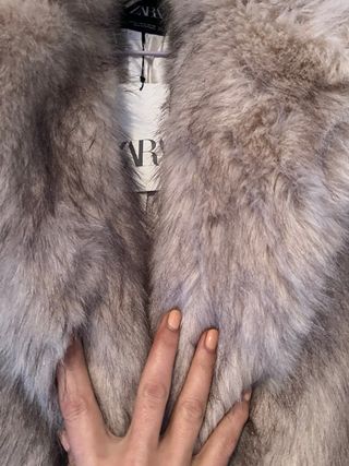 Abrigo pelo Zara Beige/Gris