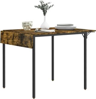 Tavolo da Pranzo Pieghevole Stile Industriale per 2-4 Persone con 2 Lati Estensibili, Tavolo Pieghevole da Cucina per Piccoli Spazi in Legno e Metallo, 120X79X79 Cm, Marrone Rustico