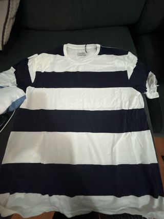 Camisa Rayas Azul y Blanca