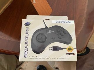 2 Mando Retro-Bit Sega Saturn USB Negro
