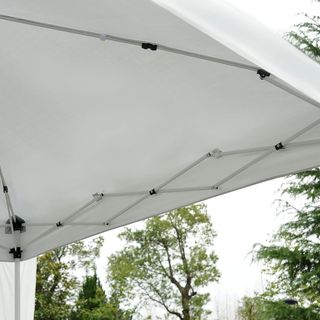 Gazebo Pieghevole 2,4x2,4 M Pop up con Borsa da Trasporto, Gazebo da Giardino con Struttura in Acciaio e Oxford, Protezione UV, per Feste, Bianco