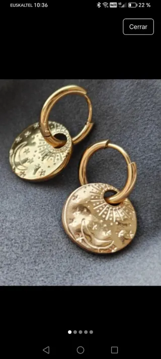 Pendientes chapa luna y estrellas dorados