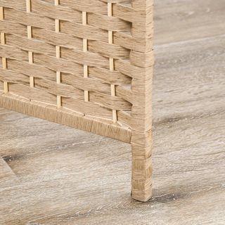 Paravento pieghevole a 4 ante da interno, 160x170 cm, divisorio autoportante con ripiani in carta e legno di pino per casa, soggiorno e ufficio, colore naturale