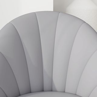 Set di 2 sedie da pranzo, sedie moderne con schienale a conchiglia e gambe in metallo, sedia imbottita in PU per cucina, camera da letto, ufficio e soggiorno, grigio chiaro