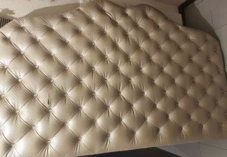 Cabecero Cama 150cm Beige Piel Sintética