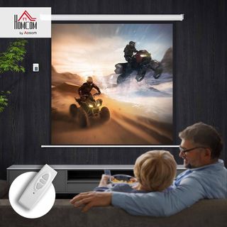 Schermo per proiettore motorizzato da 92 pollici 1:1 con telecomando, tela per proiettore retrattile in plastica e metallo, 189.5X8X189.5 cm, bianco