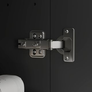 Armadio a Parete da Bagno con Due Ante e Specchio e 2 Ripiani Interni, Mobile da Bagno con Specchio e Chiusura Morbida in MDF, 60X15X75 Cm, Nero