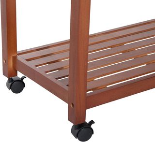 Carro de Cocina de Madera con Portabotellas, Cestillo, 2 Estantes, 2 Cajones, Madera de Pino, Resistente, Práctico, Versátil, 84.5X37.2X85Cm