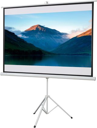 Schermo proiettore 84 pollici 4K HD formato 4:3 con treppiede pieghevole regolabile, schermo proiettore portatile in metallo, ampio angolo di 160 gradi, per casa, cinema, esterni, bianco