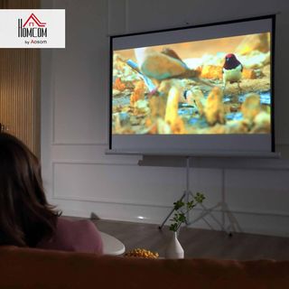 Schermo proiettore 84 pollici 4K HD formato 4:3 con treppiede pieghevole regolabile, schermo proiettore portatile in metallo, ampio angolo di 160 gradi, per casa, cinema, esterni, bianco