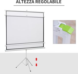 Schermo proiettore 84 pollici 4K HD formato 4:3 con treppiede pieghevole regolabile, schermo proiettore portatile in metallo, ampio angolo di 160 gradi, per casa, cinema, esterni, bianco