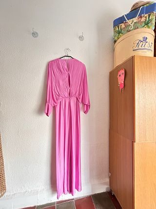 Vestido largo seda rosa Zara
