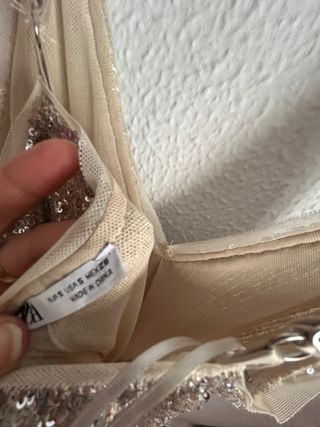 Vestido largo lentejuelas plateado Zara