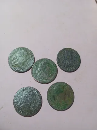 Lote 5 monedas 4 maravedís Carlos III