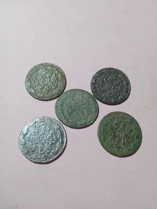 Lote 5 monedas 4 maravedís Carlos III