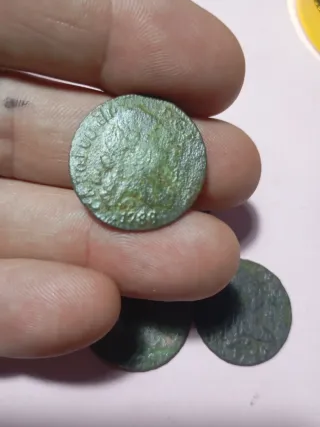 Lote 5 monedas 4 maravedís Carlos III