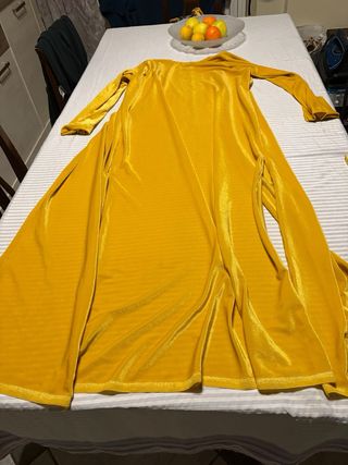 Giacca lunga gialla in velluto