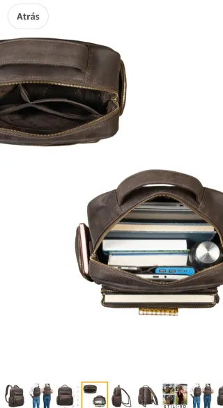 Mochila Cuero STILORD Edison Marrón oscuro