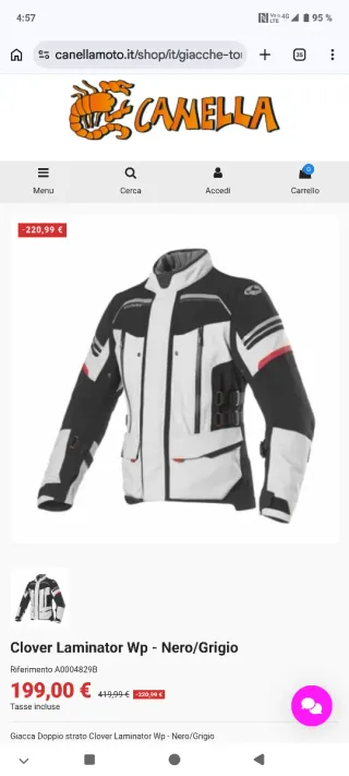 Chaqueta Moto Clover Laminator Wp Negra/Gris T/38