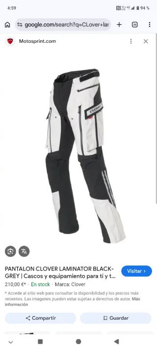 Chaqueta Moto Clover Laminator Wp Negra/Gris T/38