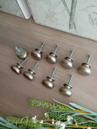 Conjunto de 9 Tiradores antiguos níquel