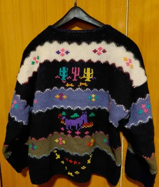 Maglione vintage lana ricamato