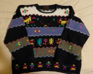 Maglione vintage lana ricamato