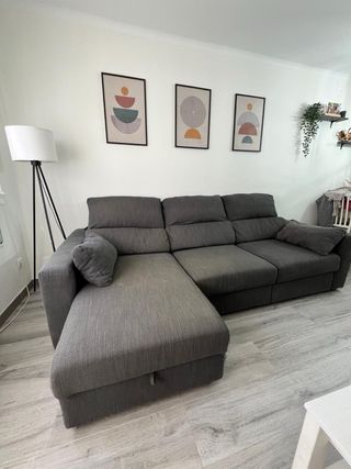 Sofá modular gris tela