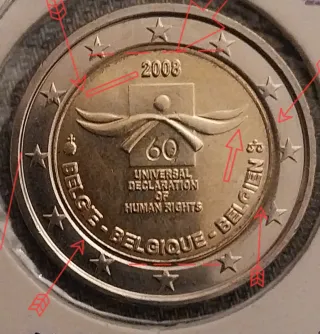 Moneda 2€ Bélgica 2008 Error S.C. Conmemorativa
