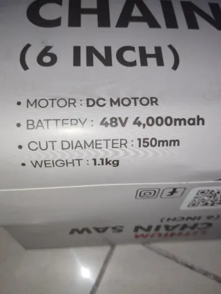 Motosierra Batería 6 pulgadas + 2 Cadenas +Maletín