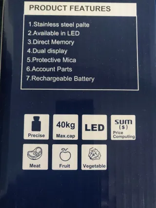 Báscula Digital LED a batería y a luz , Max 40kg