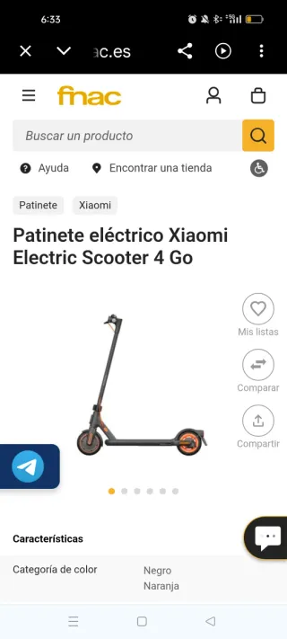 Patinete Eléctrico Xiaomi Negro 4 Go