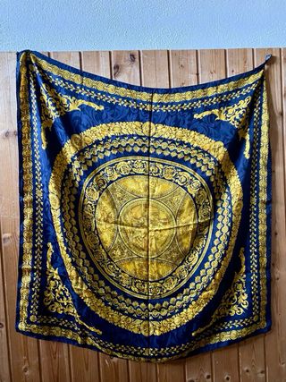 Foulard Seta Vintage Made in Italy Blu/giallo