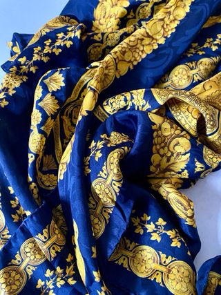Foulard Seta Vintage Made in Italy Blu/giallo